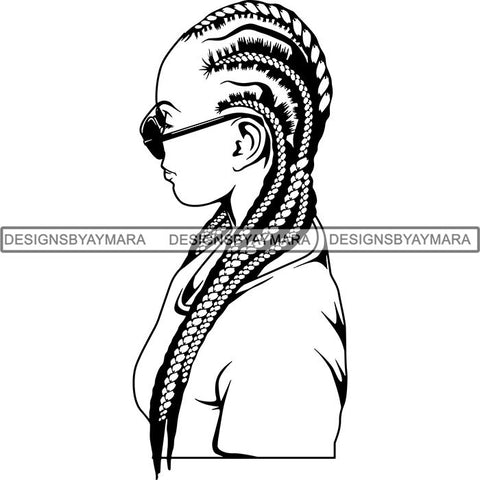 Afro Woman Braids Dreads Dreadlocks Hairstyle SVG Cut Files For Silhouette and Cricut