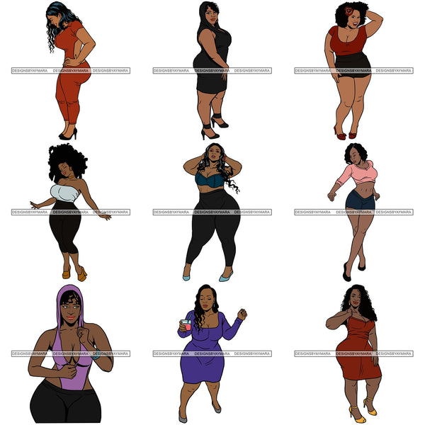 Bundle 9 BBW Thick Thigh Woman Sassy Exotic Curvy Big Bone Goddess .SVG Cutting Files For Silhouette and Cricut and More!