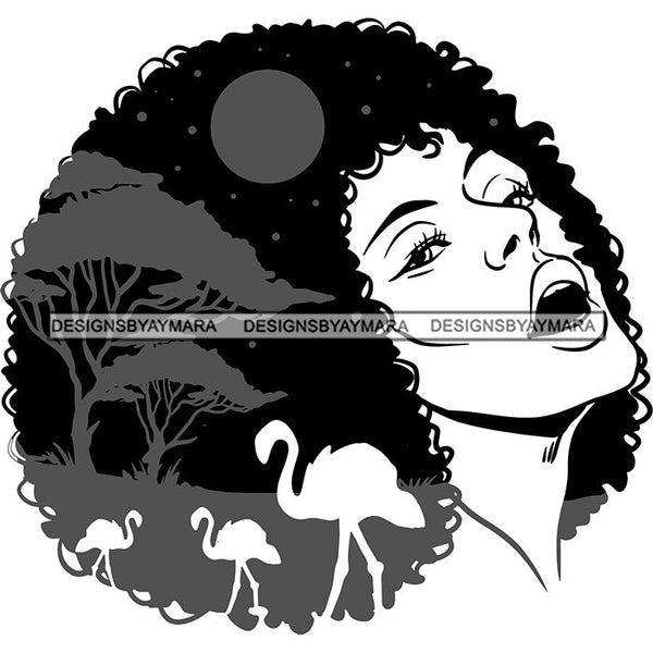 Sensual African Silhouette Goddess Safari Africa Nature Exotic Culture SVG Cutting Files.