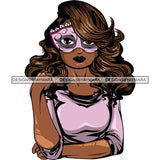Afro Lola Wearing  Mardi Grass Mask Masquerade Costume SVG Clipart Vector Cutting Files