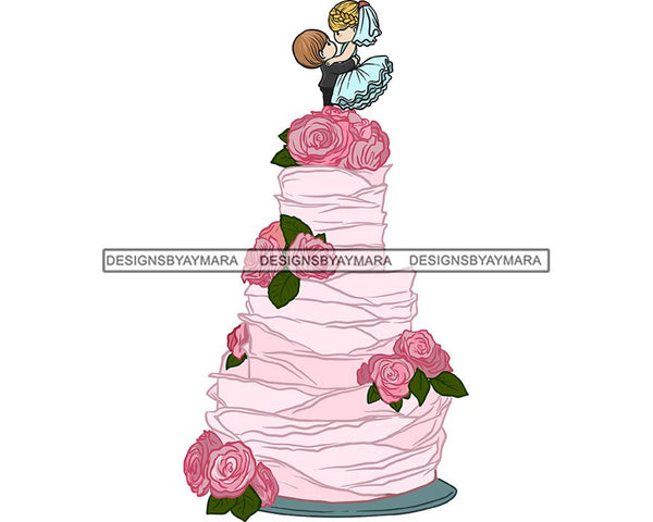 Wedding Cake Marry Lovely Couple Wife Husband Marriage Happy Romantic Celebration Engagement Bride Groom SVG Cutting Files