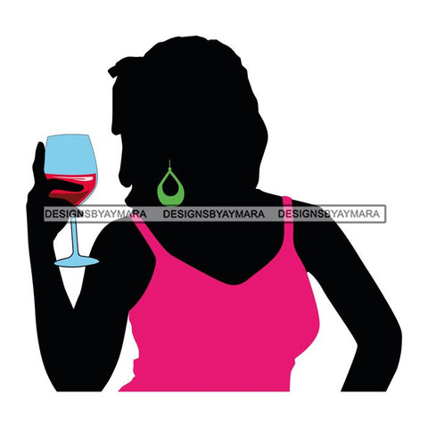 Afro Woman Drinking Wine Feeling Fine Relax SVG Cutting Files For Silhouette Cricut and More!