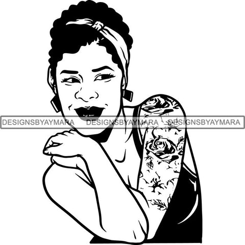 Afro Sexy Goddess Melanin Woman Queen Tattoo SVG Cut Files For Silhouette and Cricut