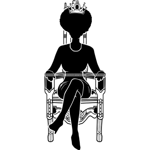 Afro Queen Silhouette SVG African Goddess Cutting Files 1