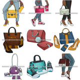 Bundle 9 Purse Bag Shoes High Heels Glamour Luxury Fashion Shine SVG Clipart Vector Cutting Files