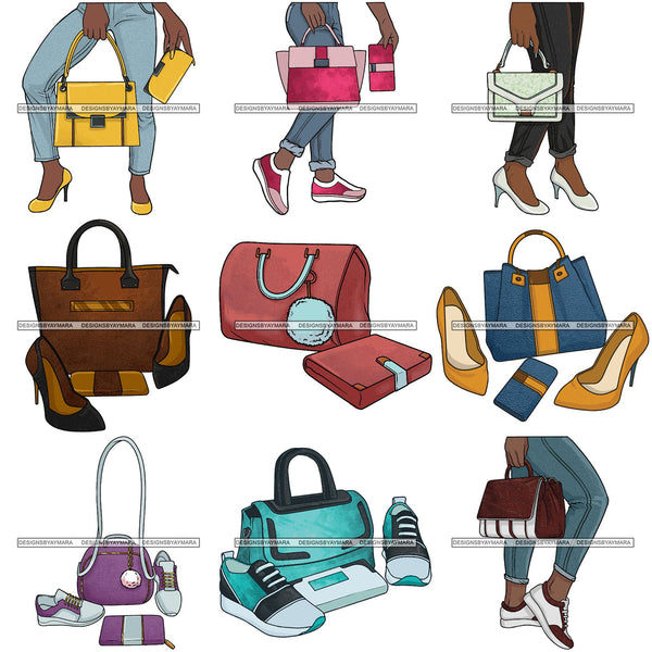 Bundle 9 Purse Bag Shoes High Heels Glamour Luxury Fashion Shine SVG Clipart Vector Cutting Files