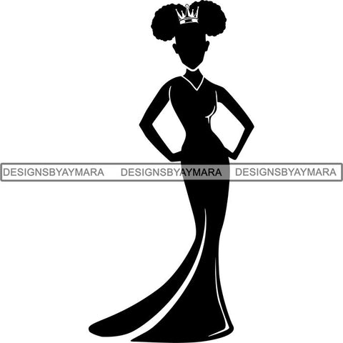Black Afro Queen Silhouette Style SVG Cut Files