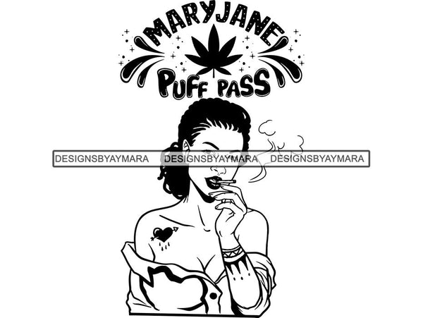 Woman Smoking Pot Deadlock Braids Hairstyle Rasta Queen Blunt Weed Cannabis 420 Marijuana Stoner High Life .SVG Cut File For Silhouette and Cricut