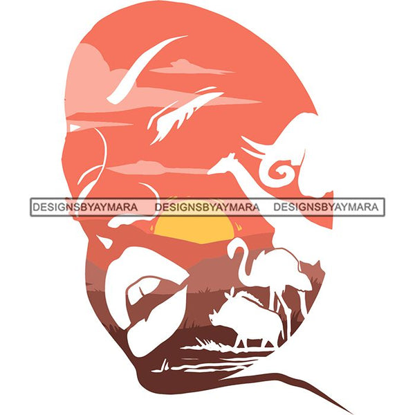 Sensual African Silhouette Goddess Safari Africa Nature Exotic Culture SVG Cutting Files.