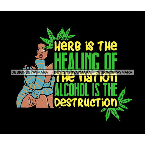 Ganja Narcotic Joint Blunt Weed Leaf Hydroponics Cannabis Woman Smoking Grass Marijuana SVG Cut Files