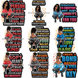 Bundle 9 Afro Lola Squatting Bad Ass Life Quotes Confident Lady .SVG Clipart Vector Cutting Files