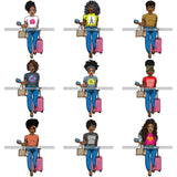 Bundle 9 Lola Afro Beautiful Black Proud Woman Traveling .SVG Cutting Files For Silhouette and Cricut and More!