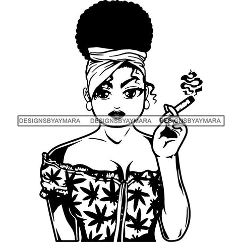 Afro Lola Smoking Pot Weed Joint Blunt Cannabis Marijuana SVG Cutting Files