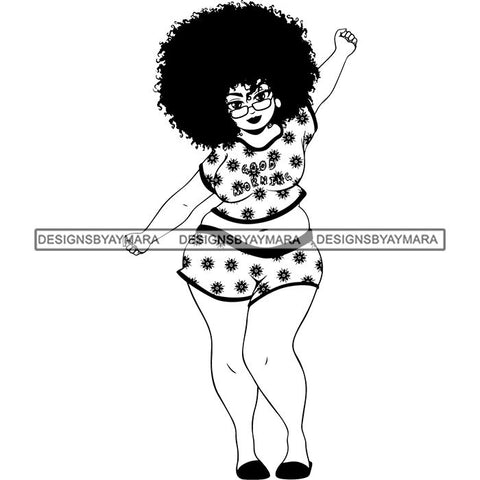 Afro Woman Kinky Hairstyle African American Beautiful Black Woman SVG Files For Cutting and More.