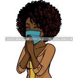 Black Woman Praying God Quotes Face Mask Begging Prayers Save Life Mujer Orando a Dios SVG Vector Clipart Cutting Files