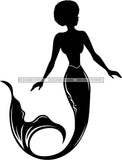 Afro Black Woman Mermaid Aquatic Creature  SVG Cutting File For Silhouette and Cricut