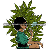 Ganja Narcotic Joint Blunt Weed Leaf Hydroponics Cannabis Woman Smoking Grass Marijuana SVG Cut Files
