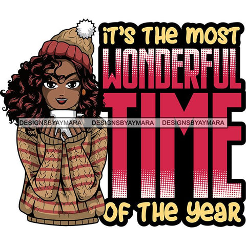 Afro Lola Christmas Hot Coffee Winter Santa Quotes .SVG Cutting Files For Silhouette and Cricut and More!
