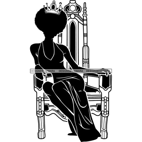 Afro Queen Silhouette SVG African Goddess Cutting Files 1