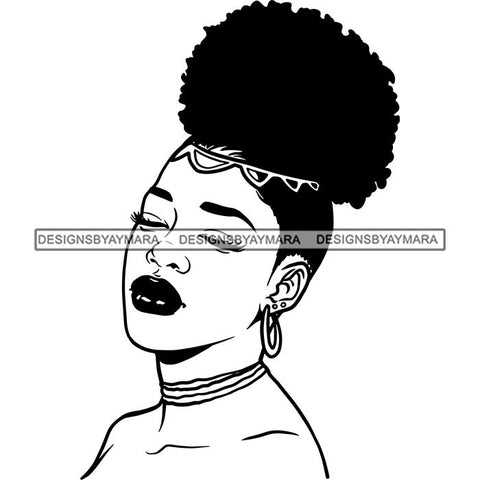 Ebony Afro Woman Nubian Melanin Brown Skin Makeup Model Glasses Accesories SVG Cut Files