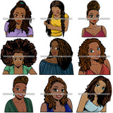 Bundle 9 Afro Black Woman Sister-lock Hairstyle .SVG Cutting Files For Silhouette Cricut and More!