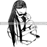 Afro Woman Braids Dreads Dreadlocks Hairstyle SVG Cut Files For Silhouette and Cricut