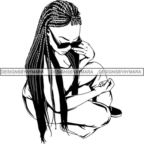 Afro Woman Braids Dreads Dreadlocks Hairstyle SVG Cut Files For Silhouette and Cricut