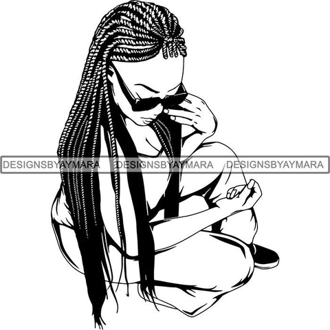 Afro Woman Braids Dreads Dreadlocks Hairstyle SVG Cut Files For Silhouette and Cricut