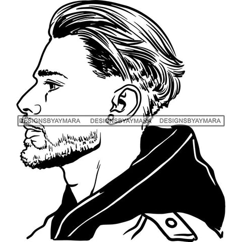 Attractive Man Bearded Hipster Model Fashion Male Guy Stylish Mustache Close-up Sexy Macho Manly SVG Files For Cutting