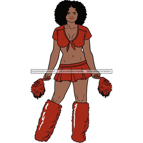 Afro Cheerleader Woman SVG Cutting Files For Silhouette Cricut and More