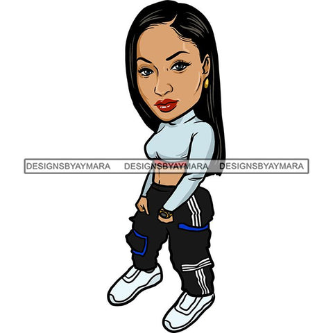 Fashion Woman Model Posing Summer Outfit Vogue Goddess Glamour Trendy Clothing Vector SVG Cutting Files