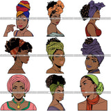 Bundle 9 Afro Woman SVG Turban Head Wrap Cutting Files For Silhouette Cricut and More