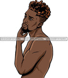 Attractive Black Man Bearded Hipster Model Fashion Male Guy Hombre Masculino Guapo Stylish Close-up Sexy Macho Manly SVG Files For Cutting