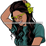 Ebony Afro Woman Nubian Melanin Brown Skin Makeup Model Glasses Accesories SVG Cut Files