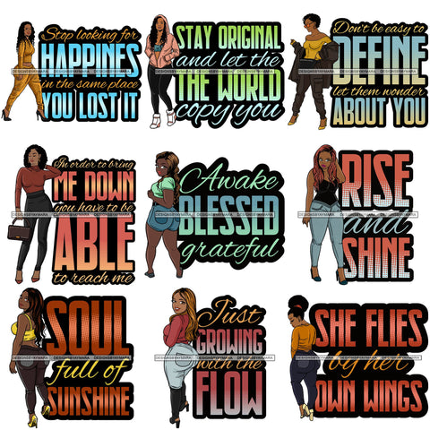 Bundle 9 Fashion Woman Melanin Bad Ass Life Quotes .SVG Cutting Files For Silhouette Cricut and More!