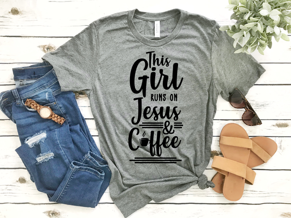 This Girl Runs on Jesus and Coffee SVG Cute Quotes Cut Files For Silhouette and Cricut