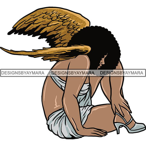 Afro Angel Black Woman SVG Cutting Files For Silhouette Cricut and More