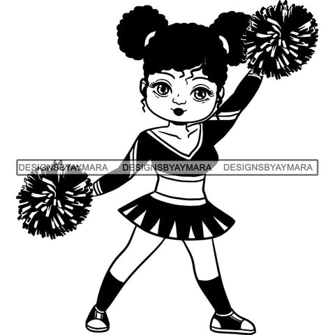 Afro Cheerleader Woman SVG Cutting Files For Silhouette Cricut and More