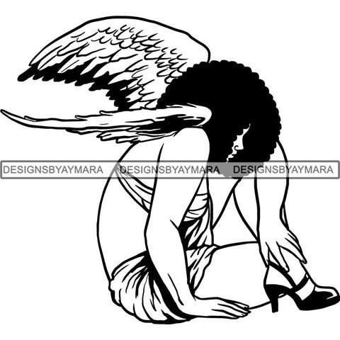 Afro Angel Black Woman SVG Cutting Files For Silhouette Cricut and More