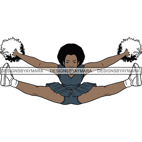 Afro Cheerleader Woman SVG Cutting Files For Silhouette Cricut and More