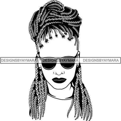 Afro Woman Braids Dreads Dreadlocks Hairstyle SVG Cut Files For Silhouette and Cricut