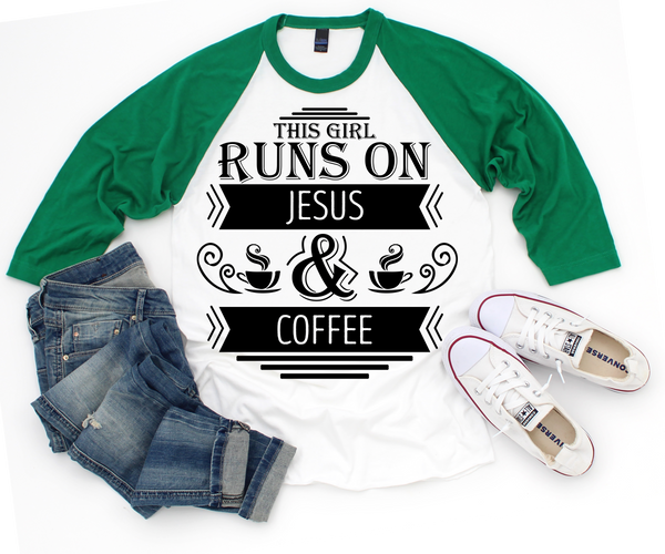 This Girl Runs on Jesus and Coffee SVG Cute Quotes Cut Files For Silhouette and Cricut