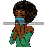 Black Woman Praying God Quotes Face Mask Begging Prayers Save Life Mujer Orando a Dios SVG Vector Clipart Cutting Files