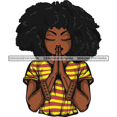 Afro Lola Praying God Lord Prayers In God We Trust .SVG Clipart Cutting Files For Silhouette and Cricut and More!