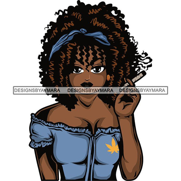 Afro Lola Smoking Pot Weed Joint Blunt Cannabis Marijuana SVG Cutting Files