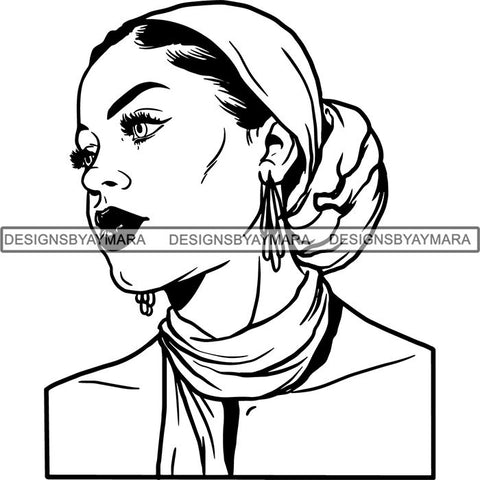 Afro Woman SVG Turban Head Wrap Cutting Files For Silhouette Cricut and More
