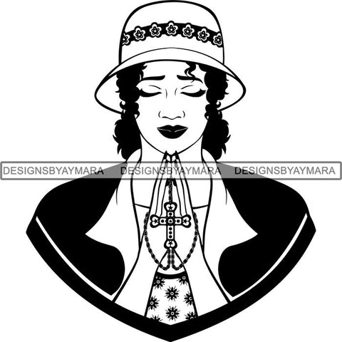 Latina Woman Praying God .SVG Cut Files For Silhouette and Cricut