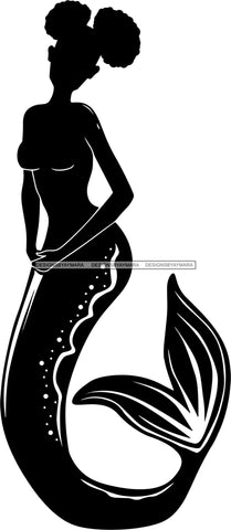 Afro Black Woman Mermaid Aquatic Creature  SVG Cutting File For Silhouette and Cricut