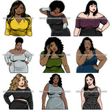 Bundle 9 Attractive BBW Nubian Melanin Popping Beautiful African American Big Woman SVG Cutting Files