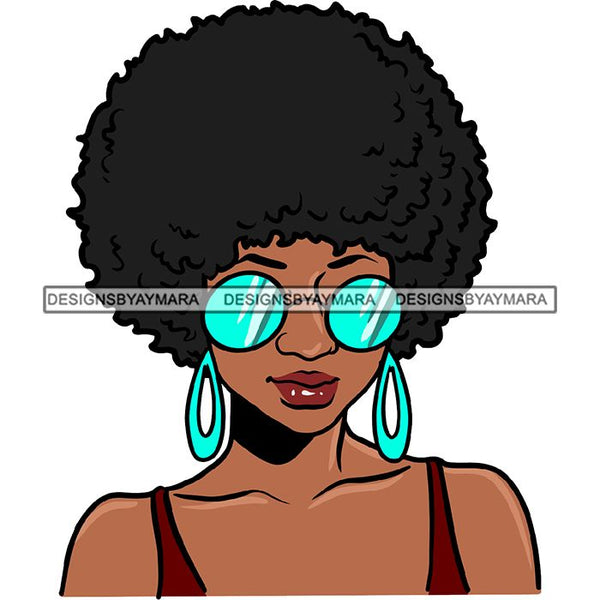 Ebony Afro Woman Nubian Melanin Brown Skin Makeup Model Glasses Accesories SVG Cut Files